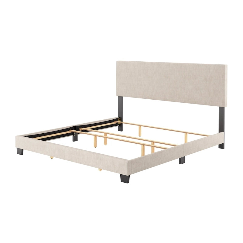 Letto matrimoniale moderno con testiera imbottita (richiede base a molle)