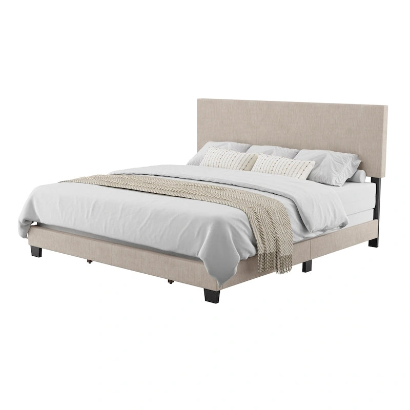 Letto matrimoniale moderno con testiera imbottita (richiede base a molle)