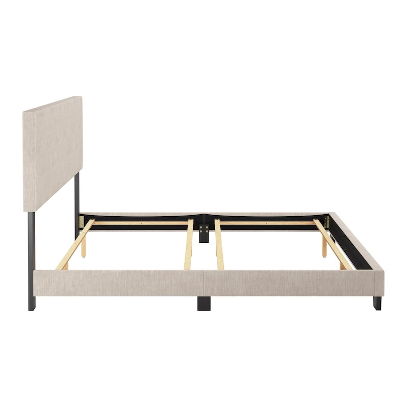 Letto matrimoniale moderno con testiera imbottita (richiede base a molle)