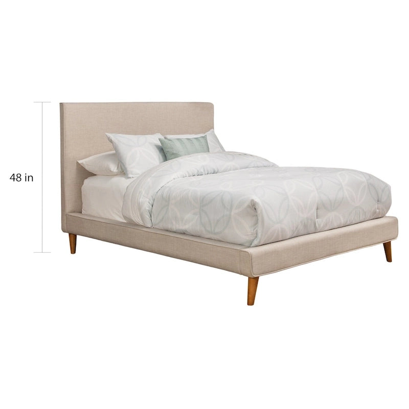 Letto a piattaforma imbottito grigio chiaro