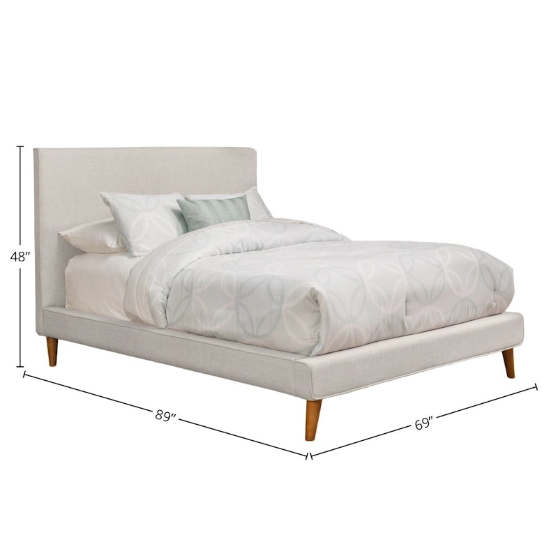 Letto a piattaforma imbottito grigio chiaro