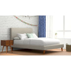 Letto a piattaforma imbottito grigio chiaro