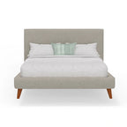 Letto a piattaforma imbottito grigio chiaro