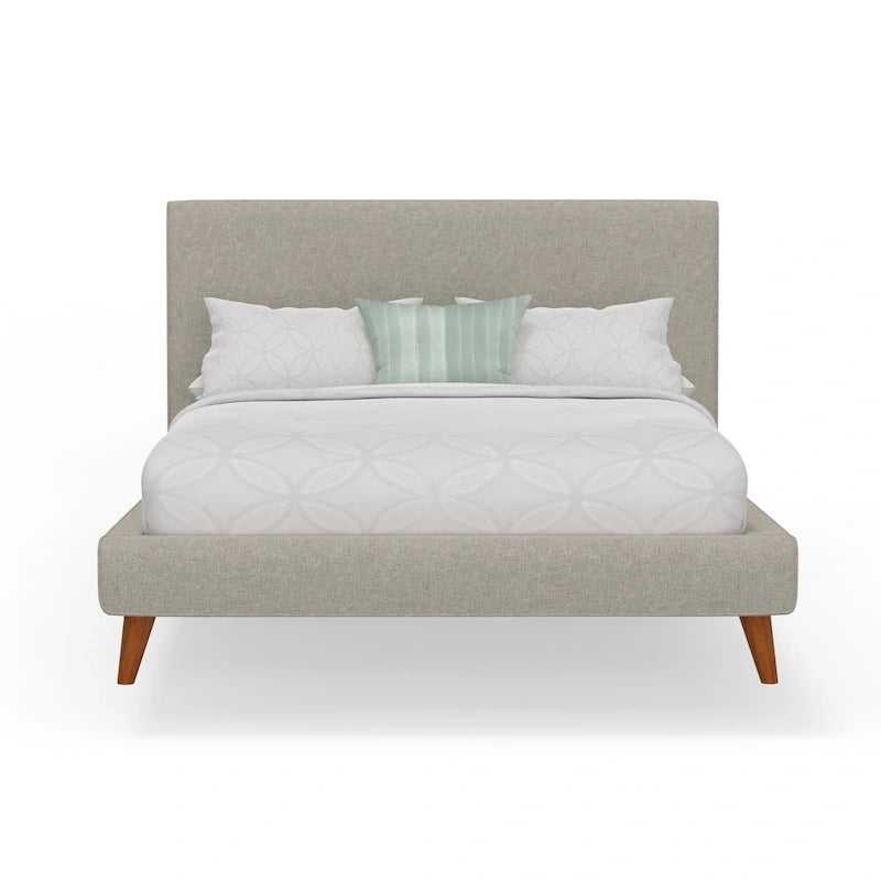 Letto a piattaforma imbottito grigio chiaro