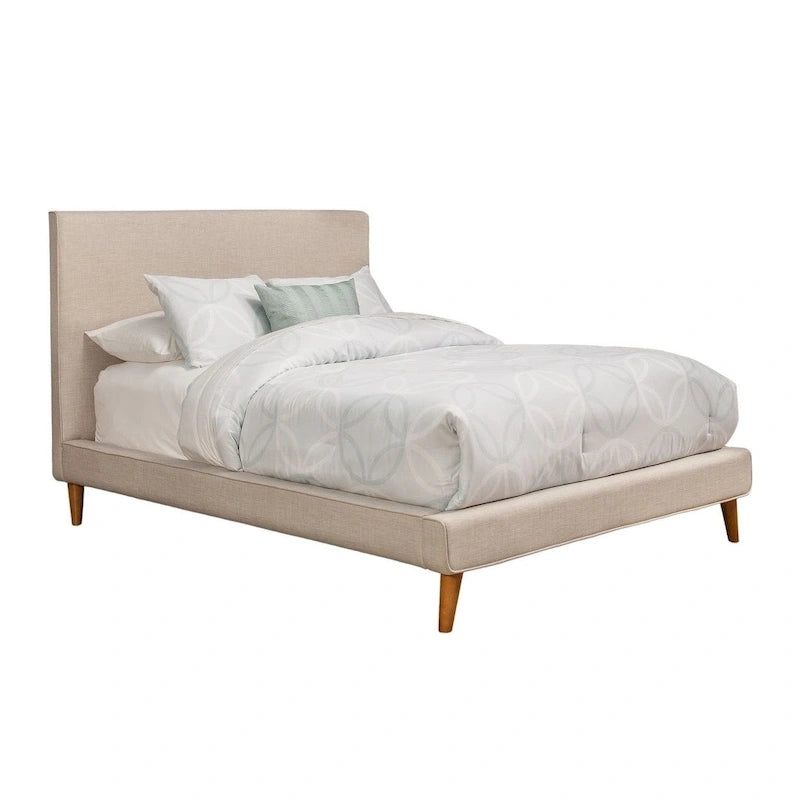 Letto a piattaforma imbottito grigio chiaro