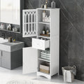 Mobiletto da Bagno Indipendente con Cassetto, 2 Ante e Ripiano Regolabile