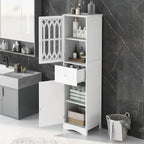 Mobiletto da Bagno Indipendente con Cassetto, 2 Ante e Ripiano Regolabile