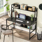 Scrivania per Computer con Alzata e Libreria