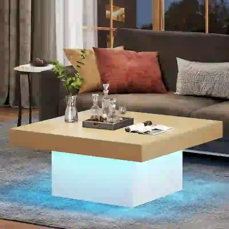 Tavolino da caffè quadrato a LED da 35,43" con luce regolabile