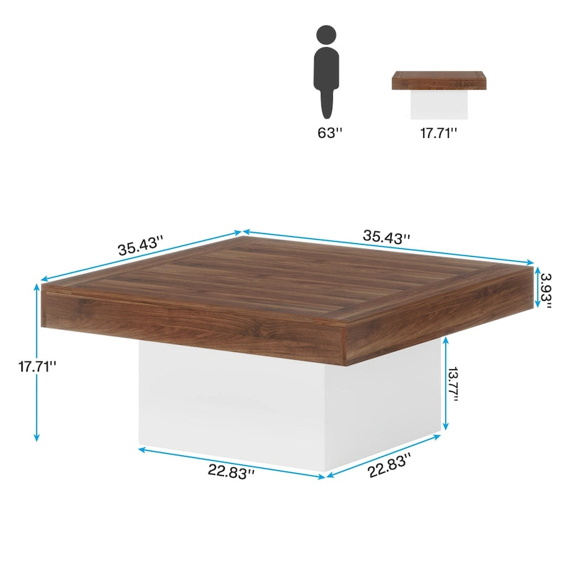Tavolino da caffè quadrato a LED da 35,43" con luce regolabile
