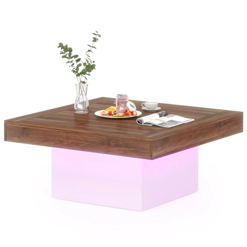 Tavolino da caffè quadrato a LED da 35,43" con luce regolabile