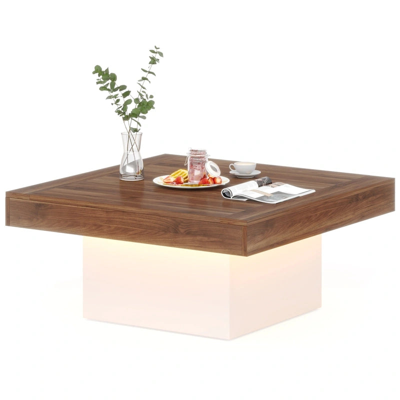 Tavolino da caffè quadrato a LED da 35,43" con luce regolabile