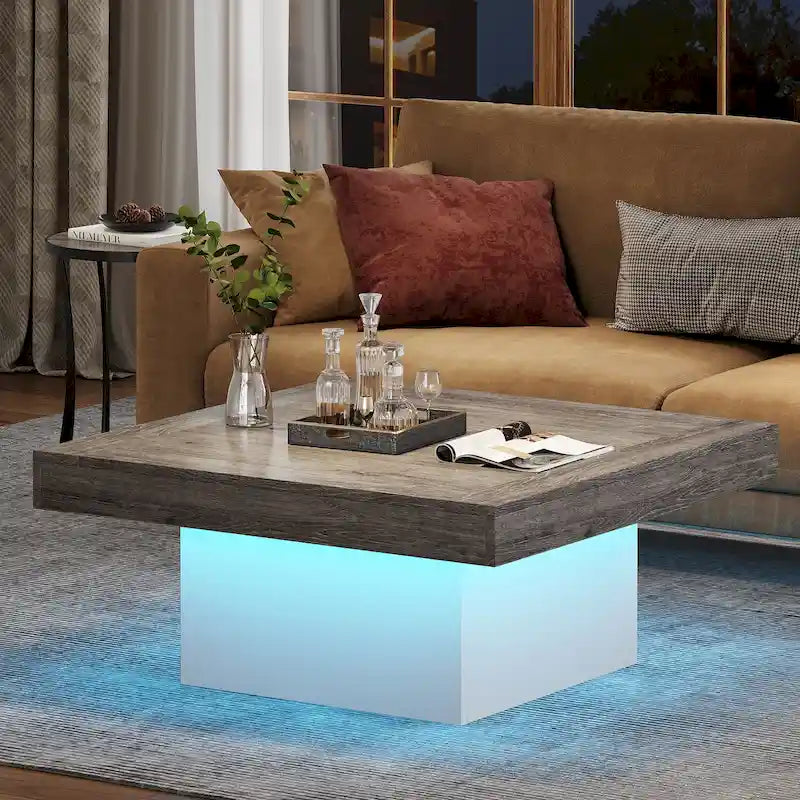 Tavolino da caffè quadrato a LED da 35,43" con luce regolabile