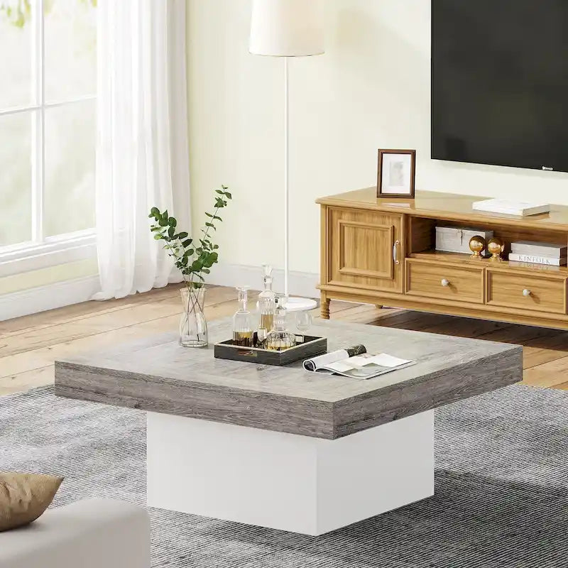 Tavolino da caffè quadrato a LED da 35,43" con luce regolabile