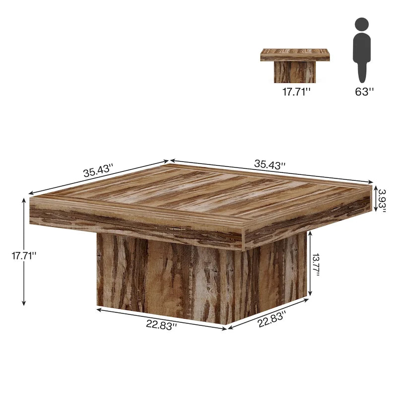 Tavolino da caffè quadrato a LED da 35,43" con luce regolabile
