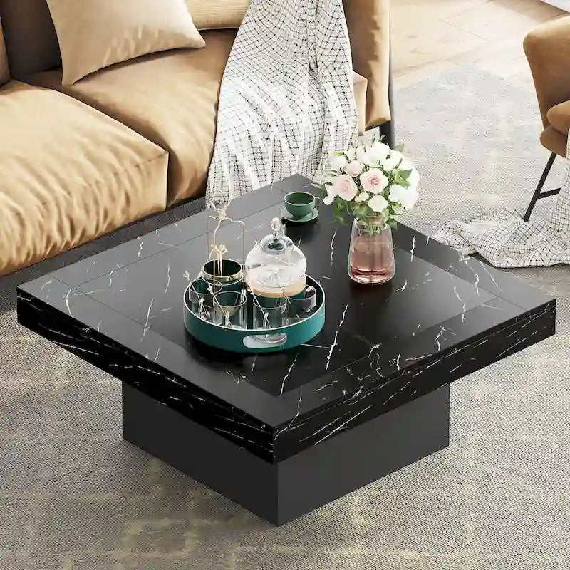 Tavolino da caffè quadrato a LED da 35,43" con luce regolabile