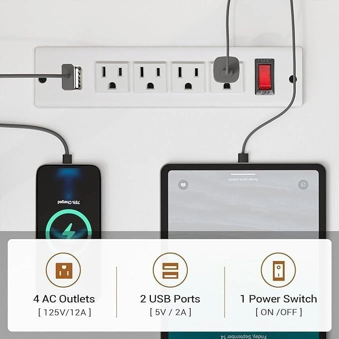 Scrivania a L da 67" con cassetti, ripiani portaoggetti, presa di corrente e luci a LED