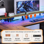 Scrivania a L da 67" con cassetti, ripiani portaoggetti, presa di corrente e luci a LED
