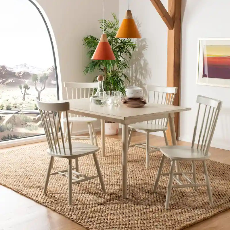 Sedia da pranzo rustica con schienale a fusi (Set di 2) - 53L x 53P x 91H cm