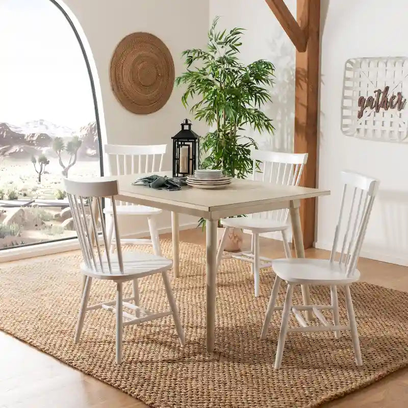Sedia da pranzo rustica con schienale a fusi (Set di 2) - 53L x 53P x 91H cm