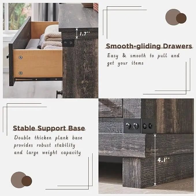 Comò a 6 cassetti con cassettiera in legno