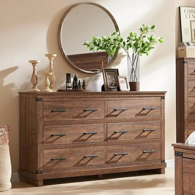 Comò a 6 cassetti con cassettiera in legno