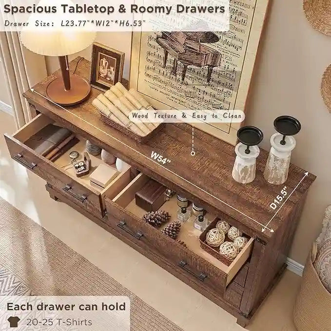 Comò a 6 cassetti con cassettiera in legno