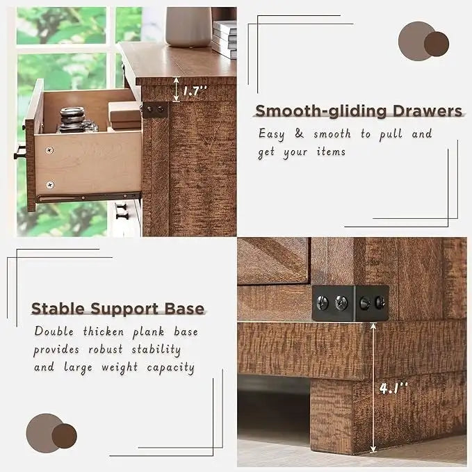 Comò a 6 cassetti con cassettiera in legno