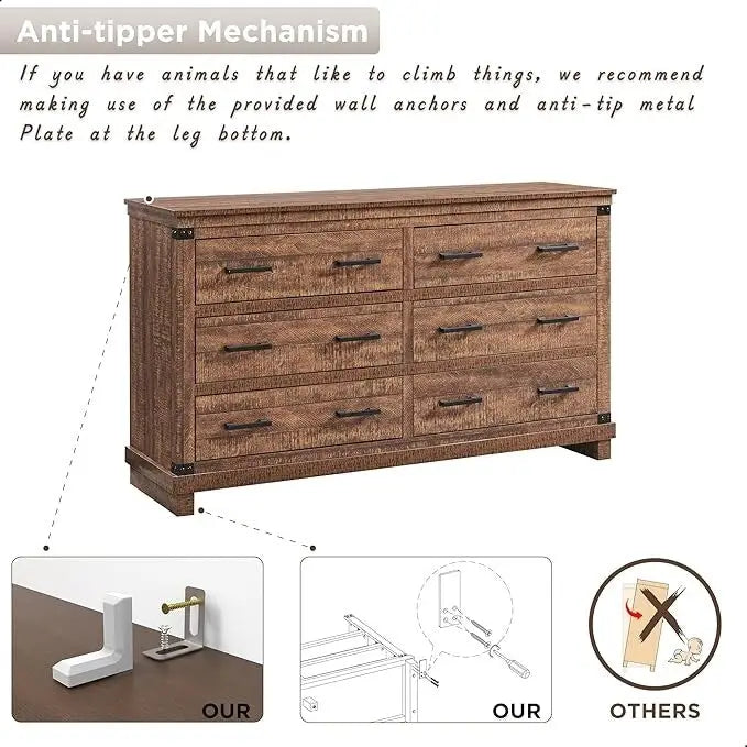 Comò a 6 cassetti con cassettiera in legno