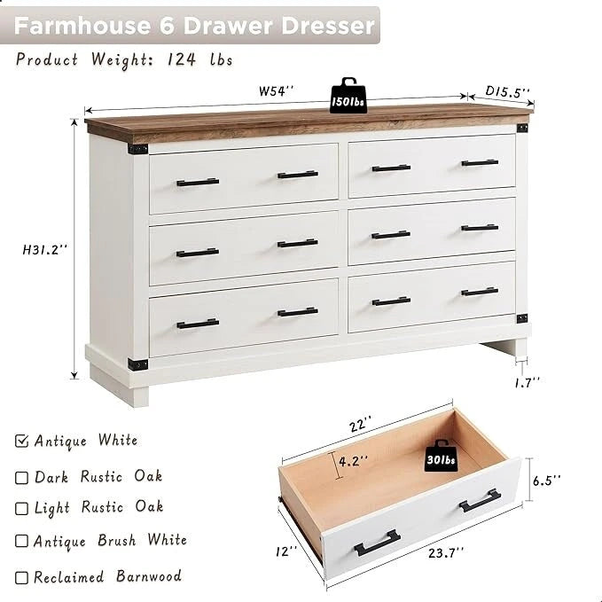 Comò a 6 cassetti con cassettiera in legno
