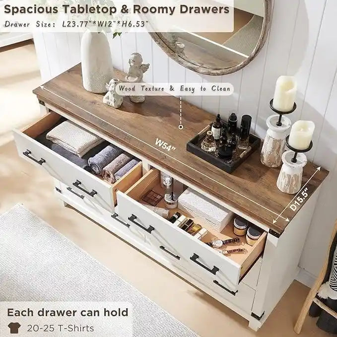 Comò a 6 cassetti con cassettiera in legno