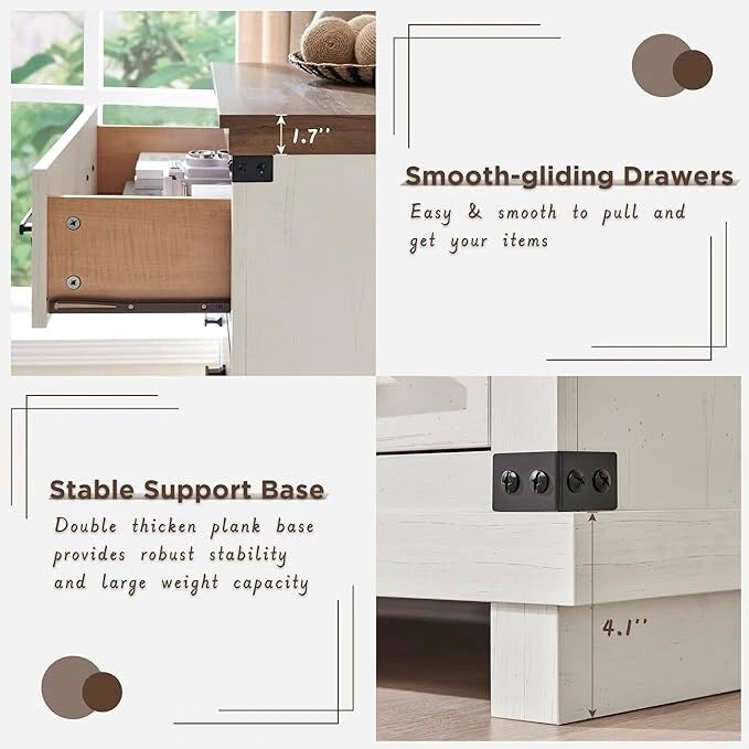 Comò a 6 cassetti con cassettiera in legno