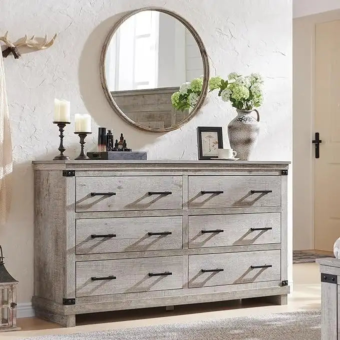 Comò a 6 cassetti con cassettiera in legno