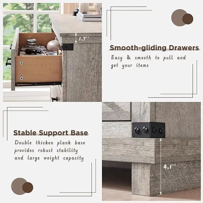Comò a 6 cassetti con cassettiera in legno
