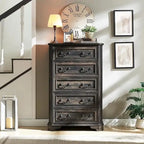 Cassettiera a 5 cassetti con finitura in legno rustico