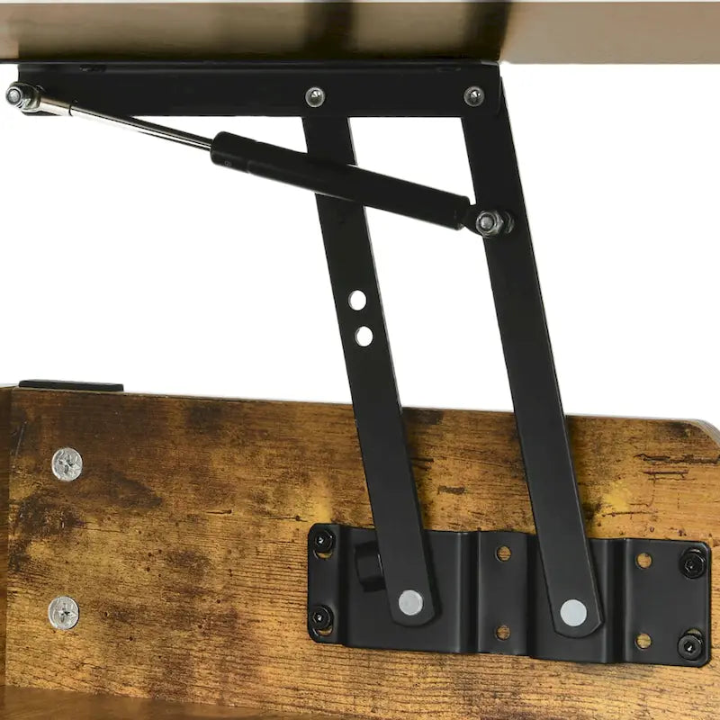 Tavolino da caffè con ripiano superiore a sollevamento e ripiano portaoggetti per soggiorno, stile rustico