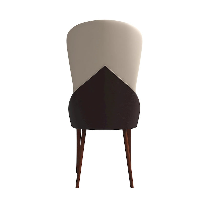 Sedia da pranzo in legno massello con rivestimento in pelle e design bicolore