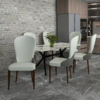 Sedia da pranzo in legno massello con rivestimento in pelle e design bicolore