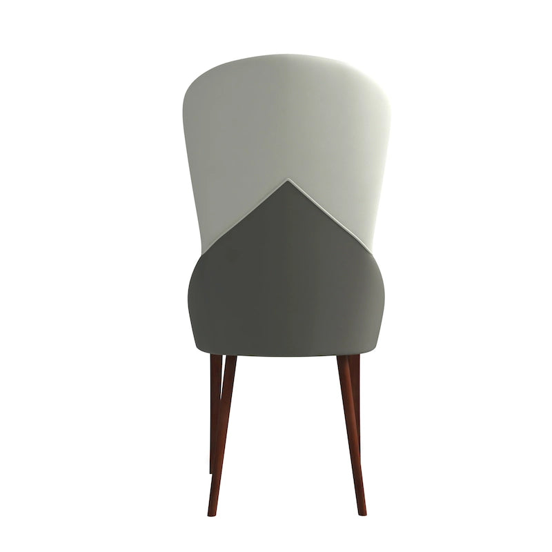 Sedia da pranzo in legno massello con rivestimento in pelle e design bicolore