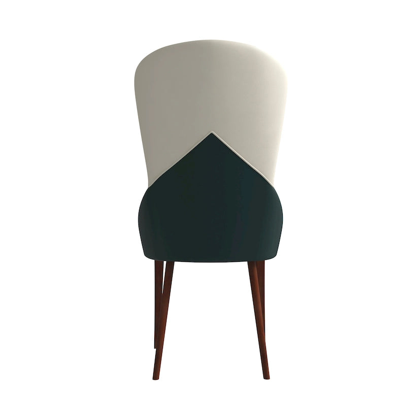 Sedia da pranzo in legno massello con rivestimento in pelle e design bicolore