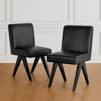 Sedie da pranzo imbottite in similpelle con gambe in legno a V