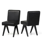 Sedie da pranzo imbottite in similpelle con gambe in legno a V