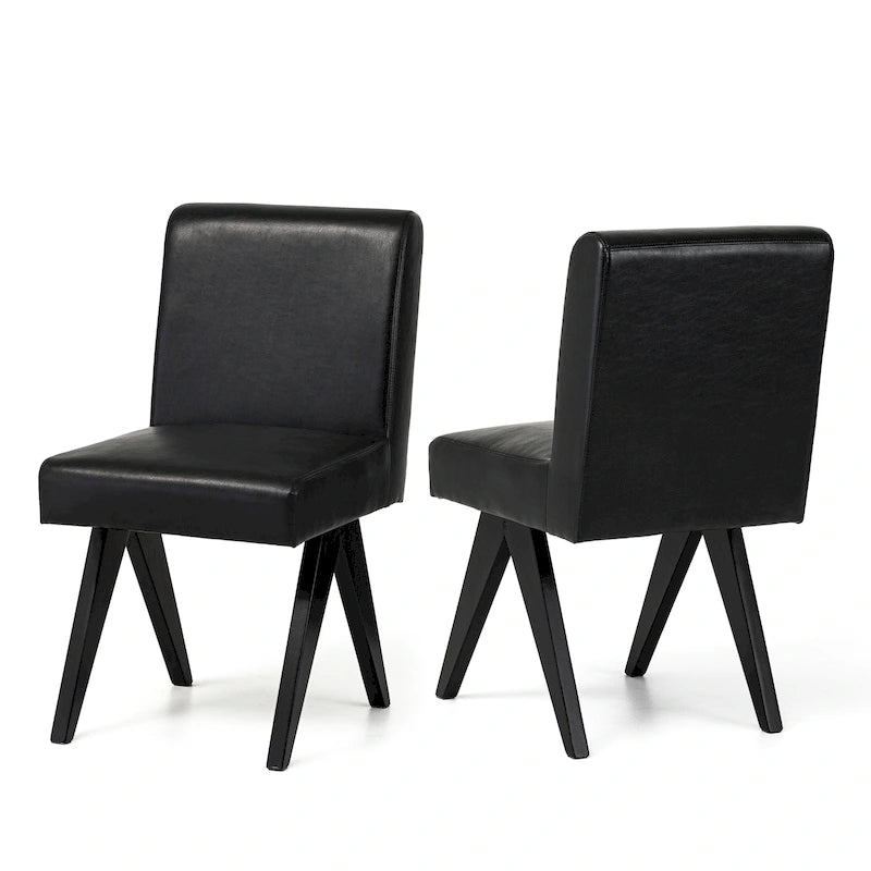 Sedie da pranzo imbottite in similpelle con gambe in legno a V