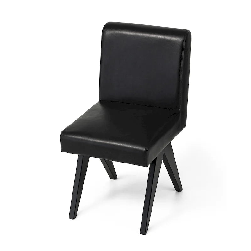 Sedie da pranzo imbottite in similpelle con gambe in legno a V