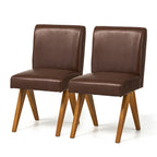 Sedie da pranzo imbottite in similpelle con gambe in legno a V