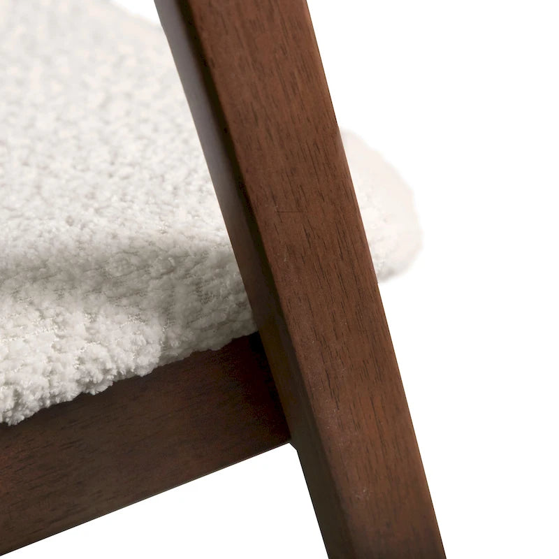 Sedie da pranzo in legno bouclé di metà secolo (set da 2)