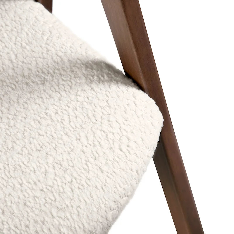 Sedie da pranzo in legno bouclé di metà secolo (set da 2)