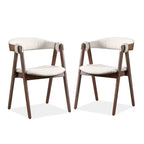 Sedie da pranzo in legno bouclé di metà secolo (set da 2)
