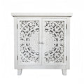 Farmhouse Storage Accent Cabinet with 2 Hollow Carved Doors,30.3H - 27.6 x 14.1 x 30.3