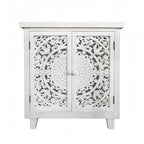 Farmhouse Storage Accent Cabinet with 2 Hollow Carved Doors,30.3H - 27.6 x 14.1 x 30.3